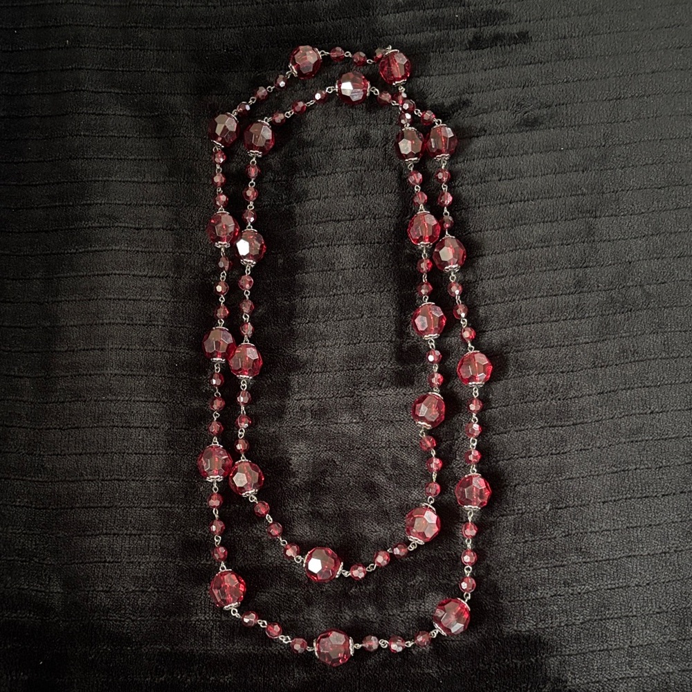 Elegant 30” length Red Beaded Necklace